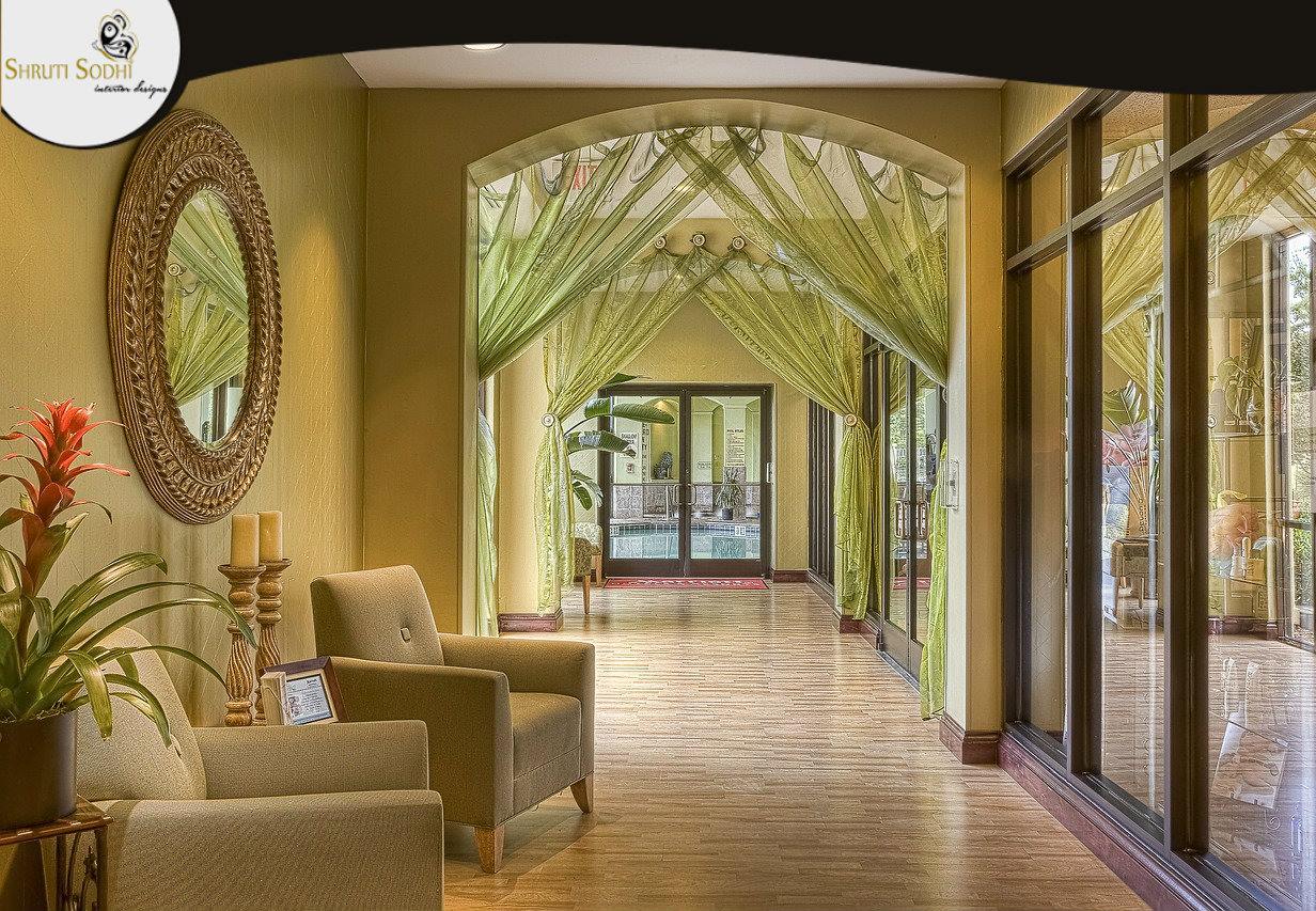 Pale Shade Color Design Hallway With Arm Chair And Fancy Mirror by Shruti Sodhi Indoor-spaces Contemporary | Interior Design Photos & Ideas