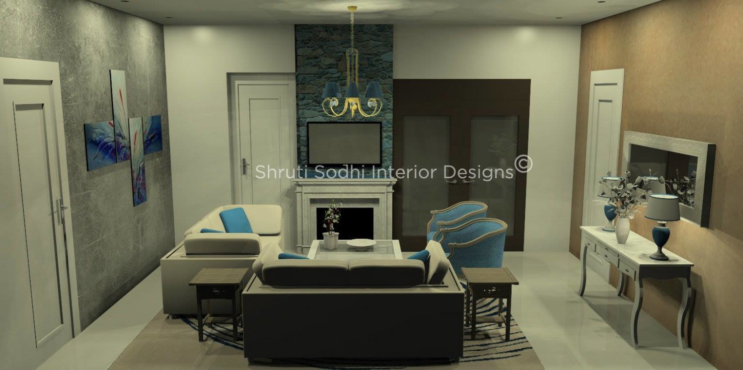 The tranquiled Grey by Shruti Sodhi Living-room Contemporary | Interior Design Photos & Ideas