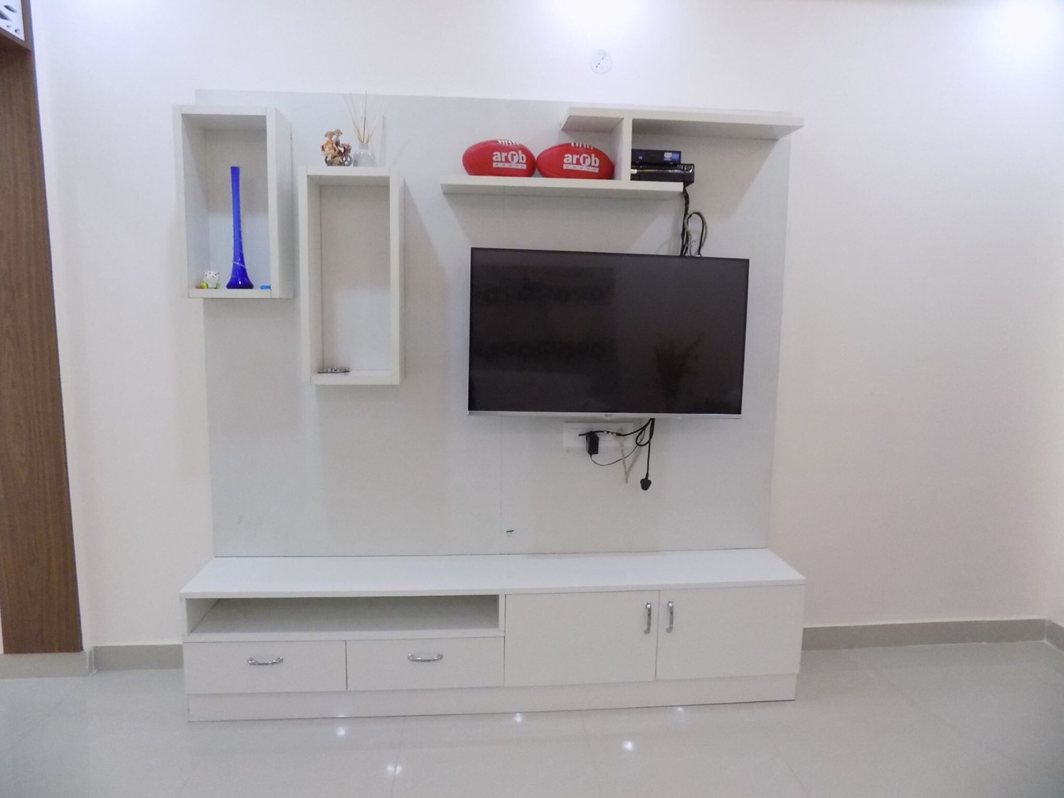 Modern Tv Cabinet With White Blocks by Saurabh Garg Living-room Modern | Interior Design Photos & Ideas