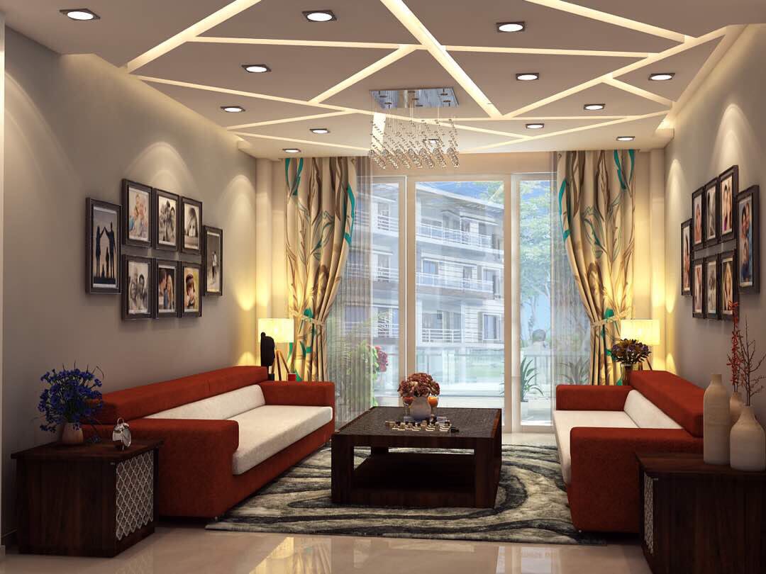 Beige Living Room Design With Sofa Set by Saurabh Garg Living-room Contemporary | Interior Design Photos & Ideas