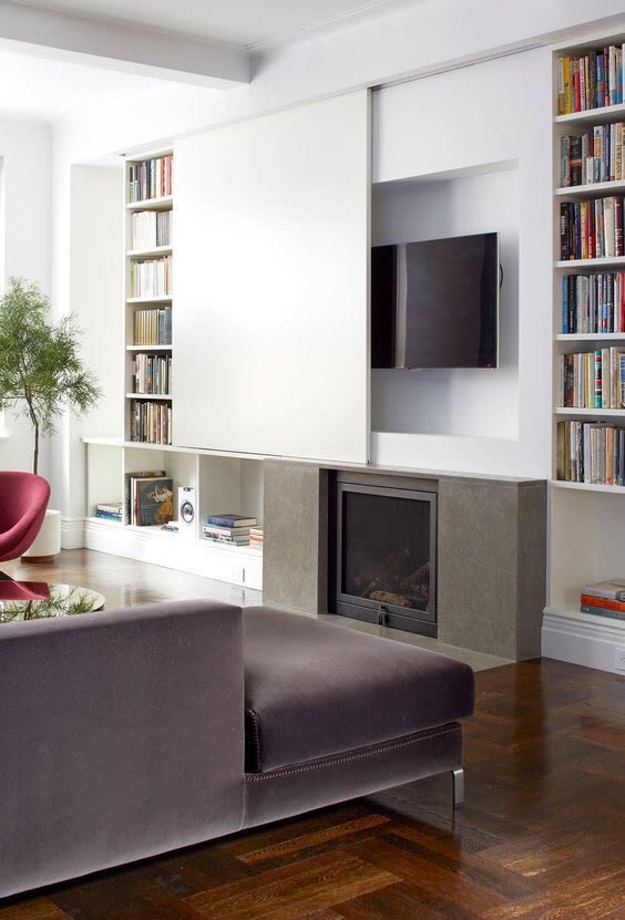 Book Rack In Modern Living Room by Saurabh Garg Living-room Contemporary | Interior Design Photos & Ideas