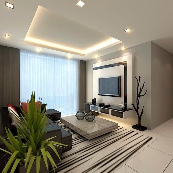 False Ceiling In Modern Living Room by Saurabh Garg Living-room Modern | Interior Design Photos & Ideas