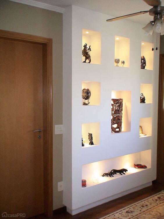 Display Wall With Lights For Show-Pieces by Saurabh Garg Living-room Modern Contemporary Contemporary | Interior Design Photos & Ideas