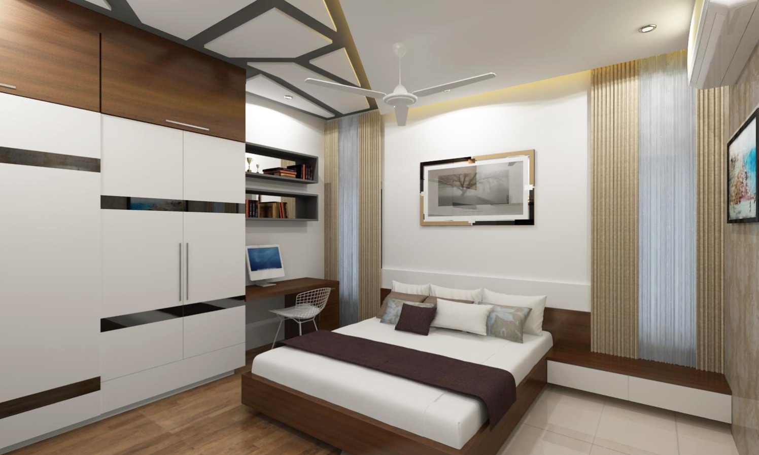 Bedroom with wardrobe and study space by Adroit Design ... on {keyword}