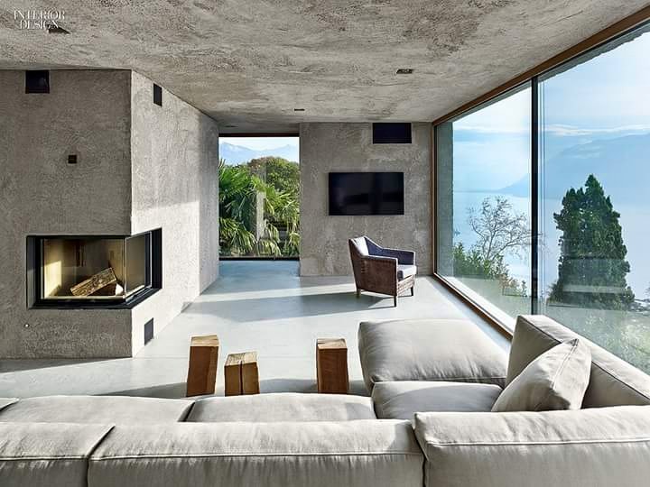 Spacious Living Room With Grey Sectional Sofa by Gestalt Interior Living-room Minimalistic | Interior Design Photos & Ideas