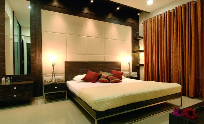 Spacious Bedroom With Marble Flooring And Wooden Dressing Table by Jeetan Ranpura Bedroom Contemporary | Interior Design Photos & Ideas