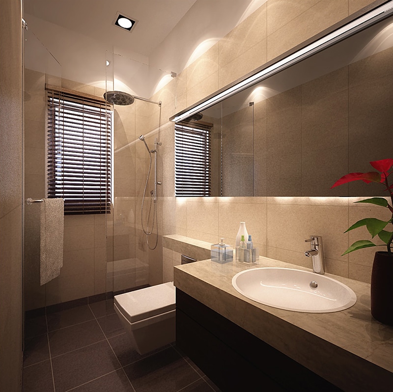 Modern Bathroom With Marble Top Cabinets by Jeetan Ranpura Bathroom Modern | Interior Design Photos & Ideas