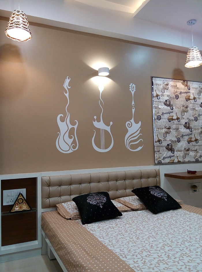 Bedroom With Wall Design by Jigar Patel Bedroom Contemporary | Interior Design Photos & Ideas
