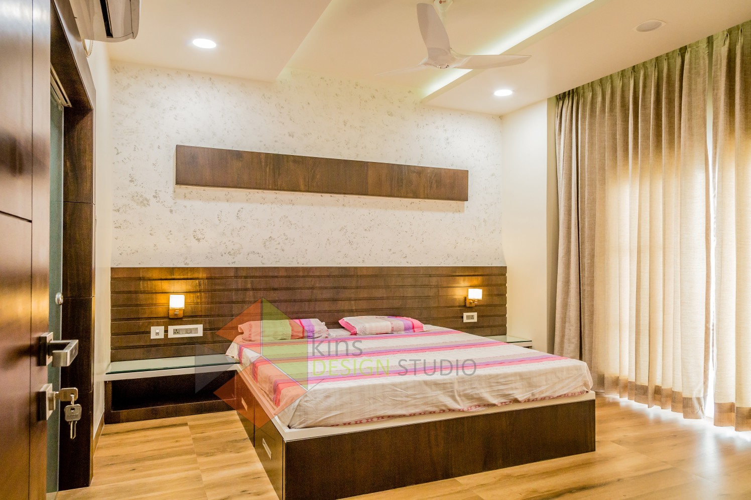 Bedroom with wardrobe and abstract interior by Kinnera Naresh Bedroom Modern | Interior Design Photos & Ideas