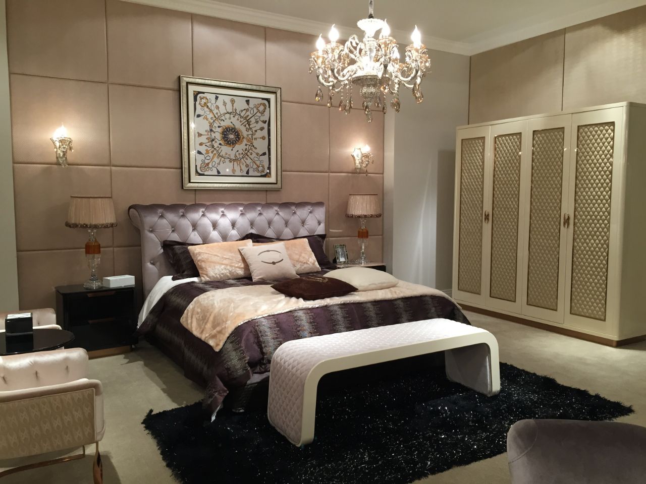 Beige shade bedroom with wardrobe by Gunmant Singh Contemporary | Interior Design Photos & Ideas