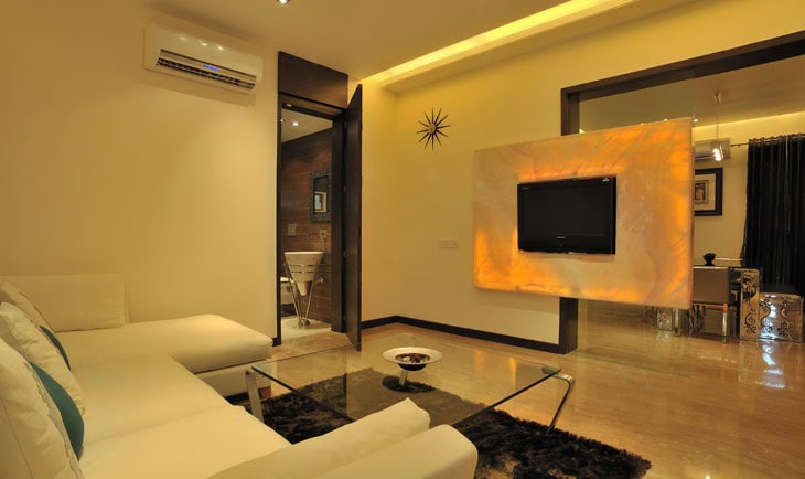 White Sectional Sofa And Glass Top Table by Deepti Srivastava Living-room Contemporary | Interior Design Photos & Ideas