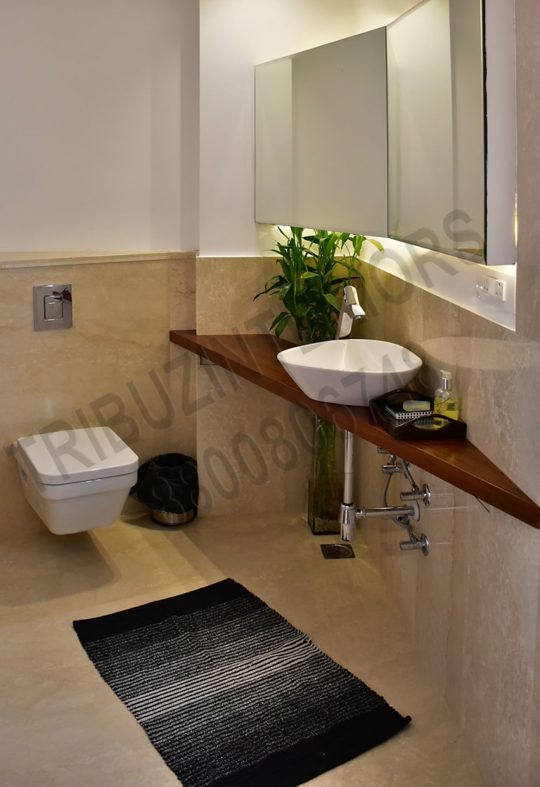 Simple Bathroom With Designer Wash Basin by Tribuz Interiors Pvt. Ltd. Bathroom Contemporary | Interior Design Photos & Ideas