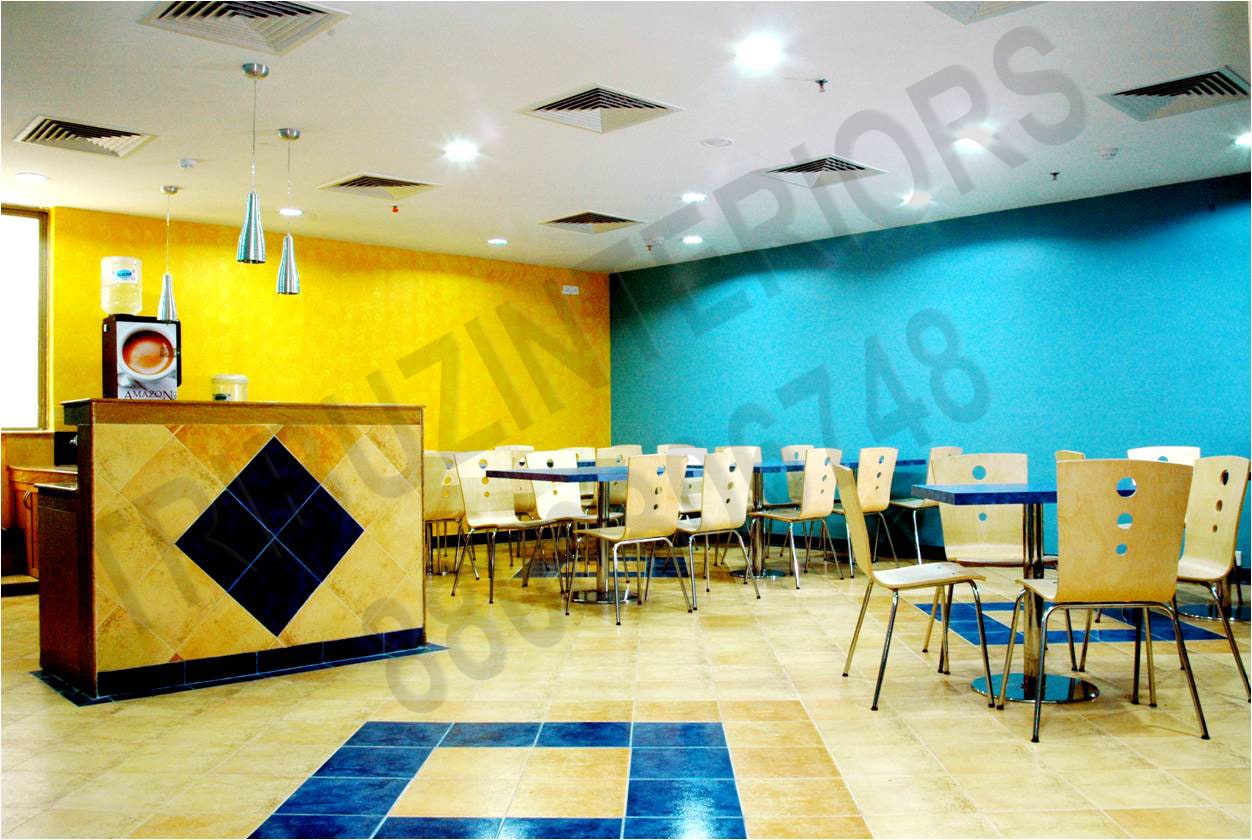 Yellow And Yellow Cafeteria With Reception Desks by Tribuz Interiors Pvt. Ltd. Modern | Interior Design Photos & Ideas