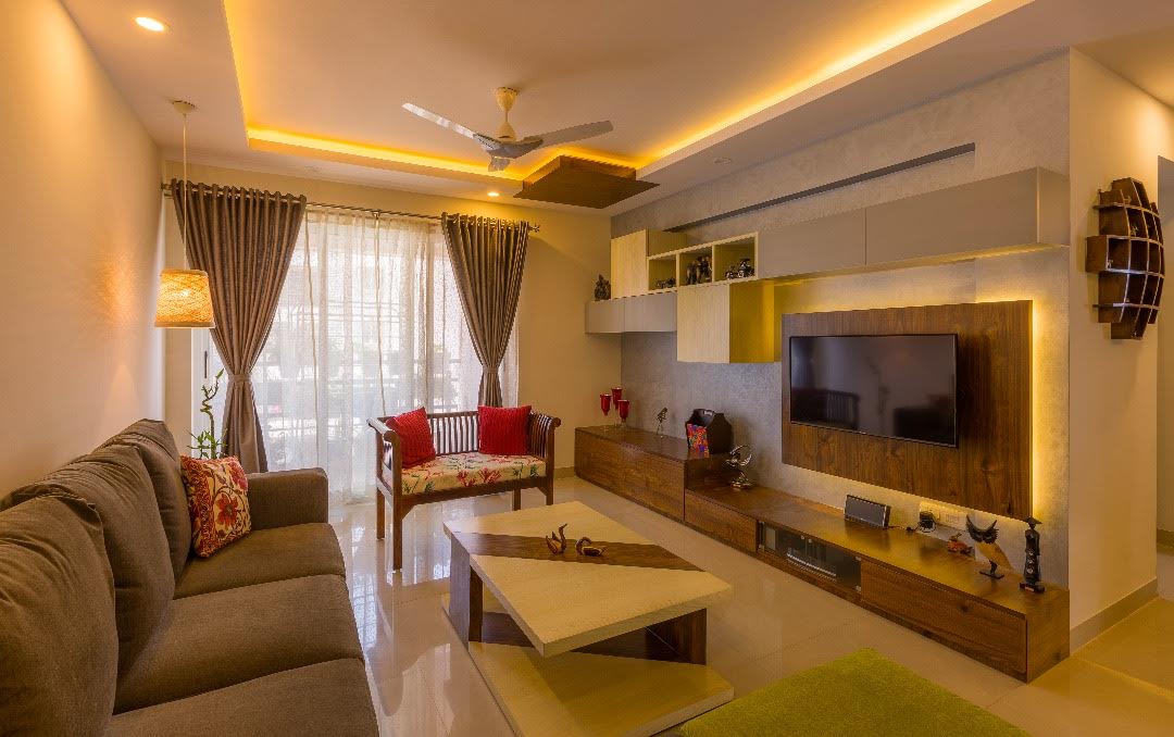 Contemporary living room with tv unit by Shubhashis Shomil Living-room Contemporary | Interior Design Photos & Ideas