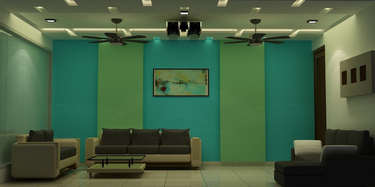 Eclectic Living Room with Green And Blue Contrast Furniture by Anjali Raghav Living-room Eclectic | Interior Design Photos & Ideas