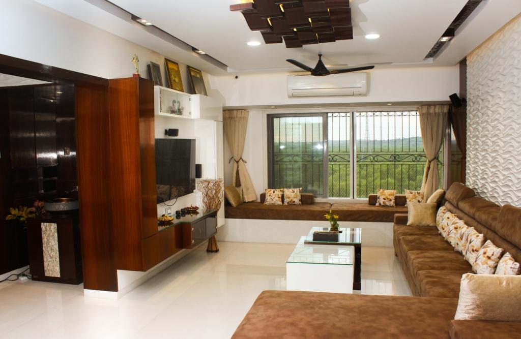 Beige Sectional Sofa Set With White Decor by VERSATILE INTERIORS Living-room Modern | Interior Design Photos & Ideas