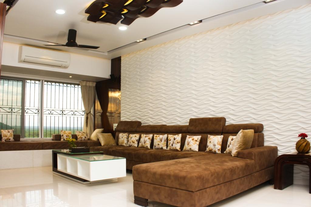 Tawny Sofa Set With Cream Cushions by VERSATILE INTERIORS Living-room Contemporary | Interior Design Photos & Ideas