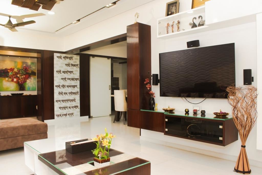 Dark Brown TV Credenza And Living Room Decor by VERSATILE INTERIORS Living-room Modern | Interior Design Photos & Ideas