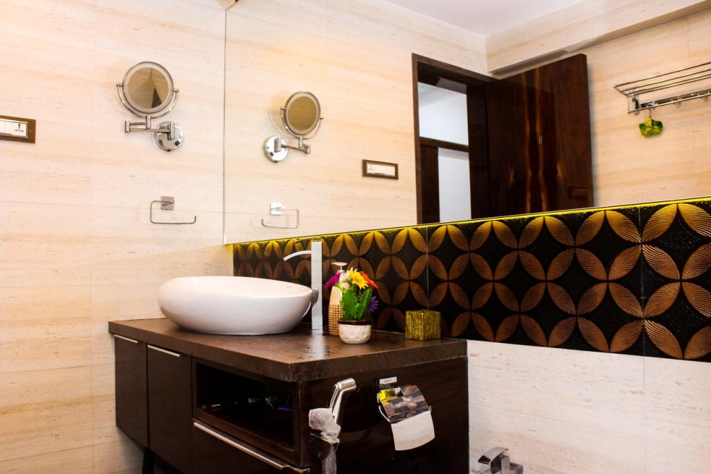Dark Brown And Beige Bathroom Interior by VERSATILE INTERIORS Bathroom Contemporary | Interior Design Photos & Ideas