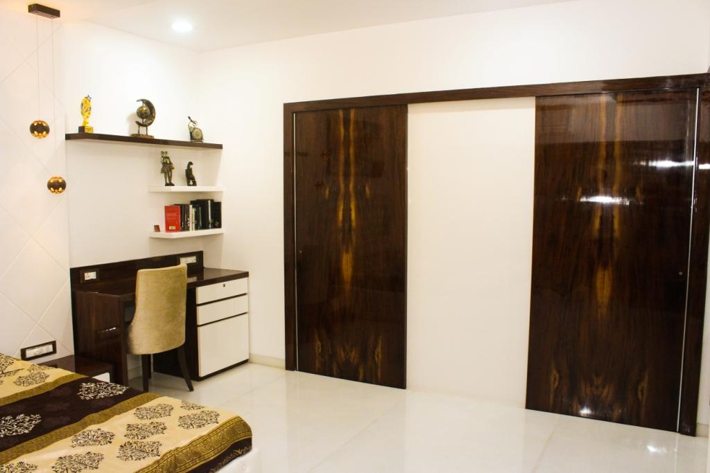 White And Brown Bedroom Interior by VERSATILE INTERIORS Bedroom Contemporary | Interior Design Photos & Ideas