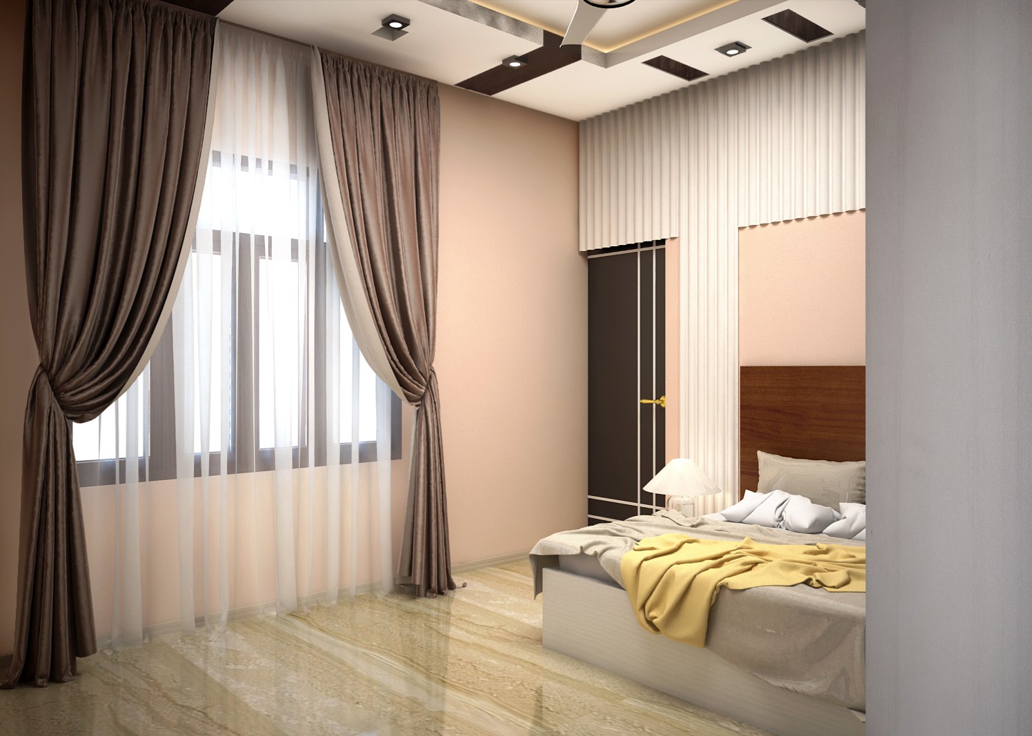 Contemporary bedroom with marble flooring by Jamshed Ahmed Bedroom Contemporary | Interior Design Photos & Ideas
