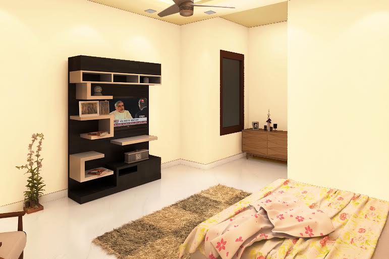 Contemporary bedroom with tv unit by Jamshed Ahmed Bedroom Contemporary | Interior Design Photos & Ideas