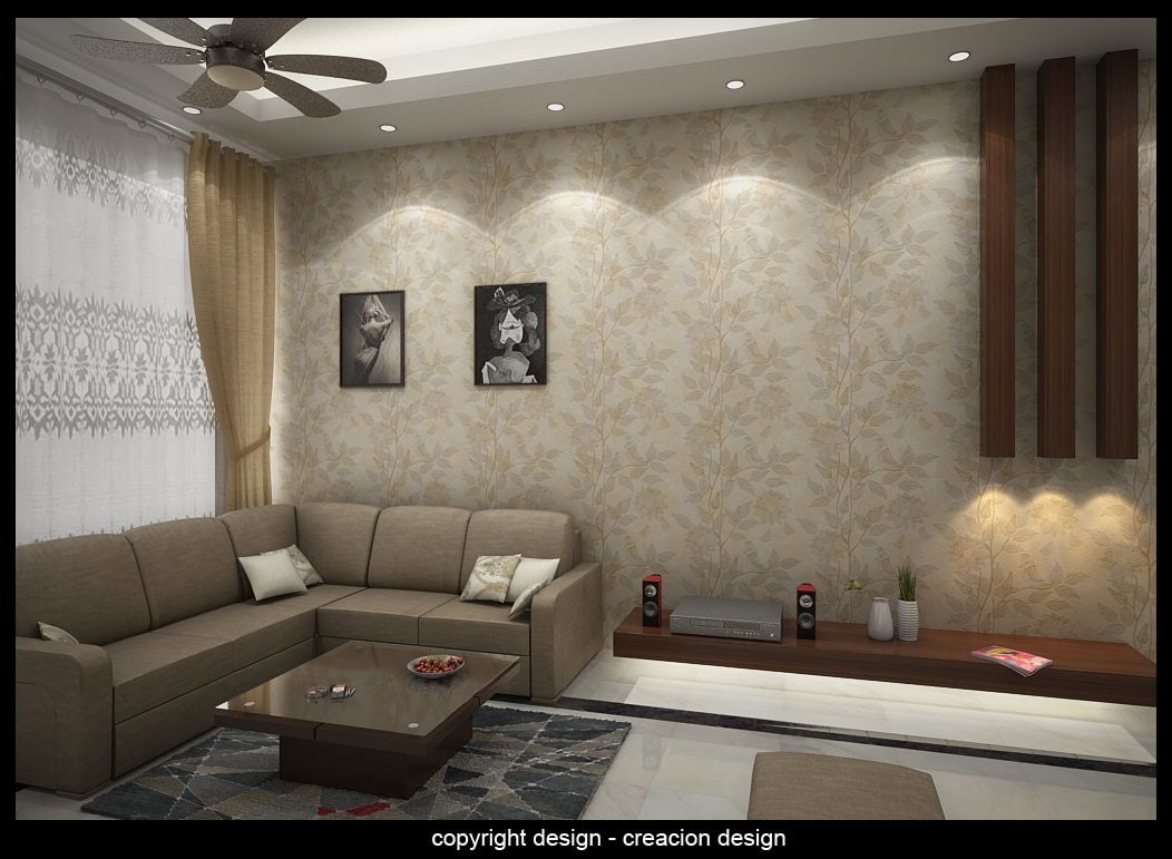 Living Room With Modern False Ceiling by Deepanshu Prasad Living-room Modern | Interior Design Photos & Ideas