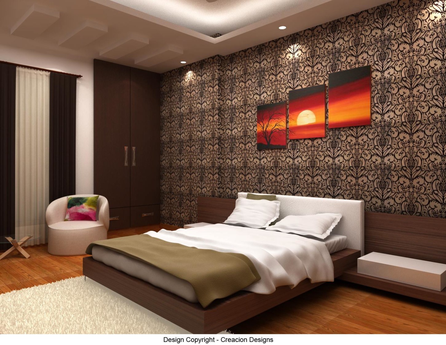 Bedroom With Classic Contemporary Decor by Deepanshu Prasad Bedroom Contemporary | Interior Design Photos & Ideas