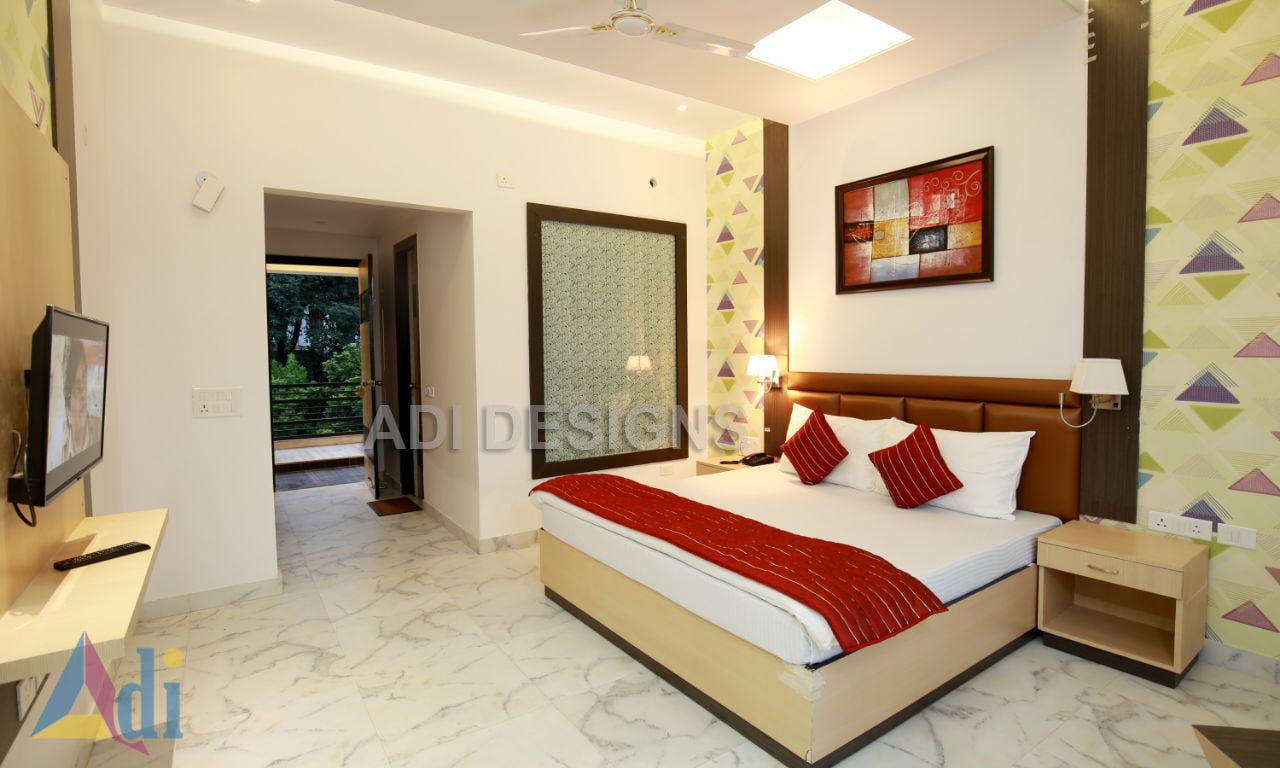 Bedroom with lavishing white color and tvunit by Vishal Arora Bedroom Contemporary | Interior Design Photos & Ideas
