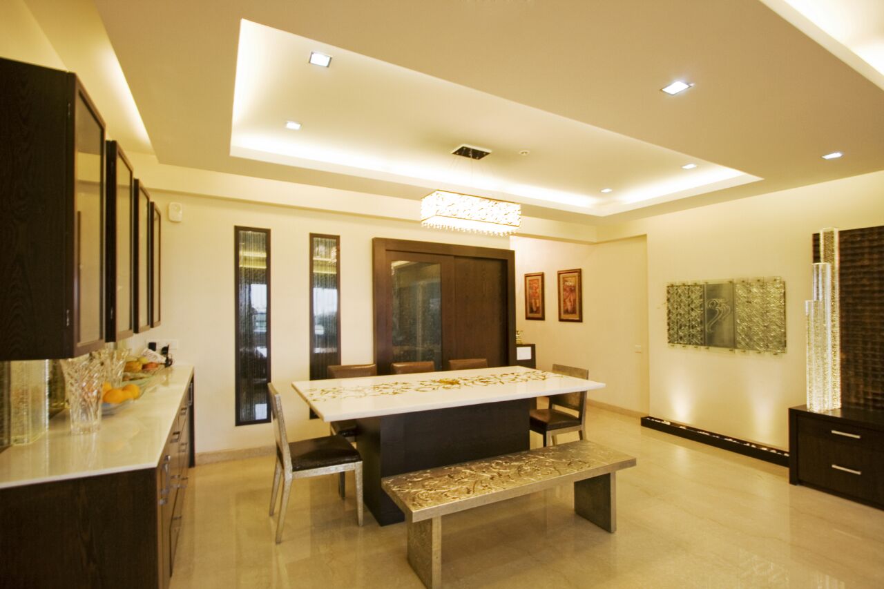 Golden Work On Dining Table And Chairs by Yogendra Garg Dining-room Contemporary | Interior Design Photos & Ideas