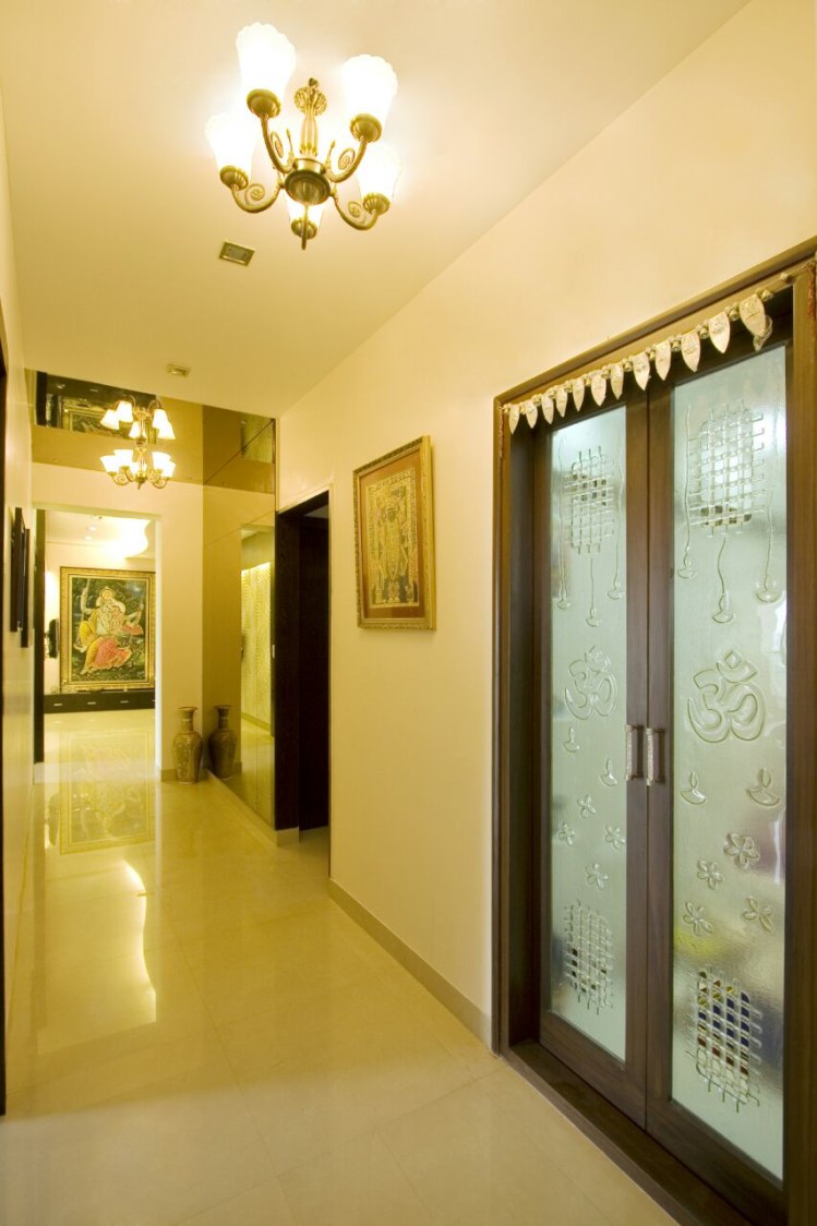 Pale Lighting In Narrow Hallway with Traditional Chandelier by Yogendra Garg Indoor-spaces Contemporary | Interior Design Photos & Ideas