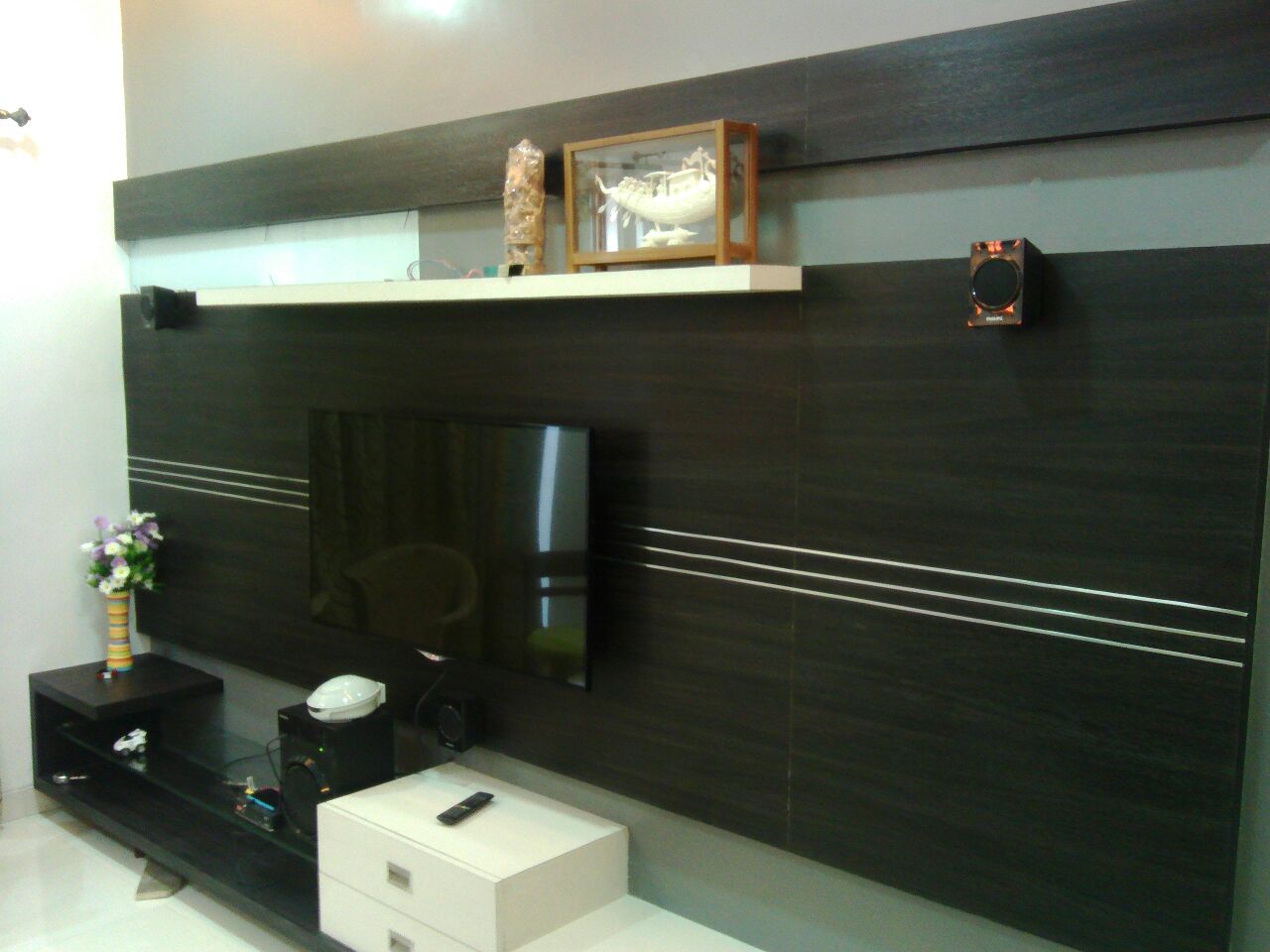 Black TV Unit by Amith Kumar Living-room Contemporary | Interior Design Photos & Ideas