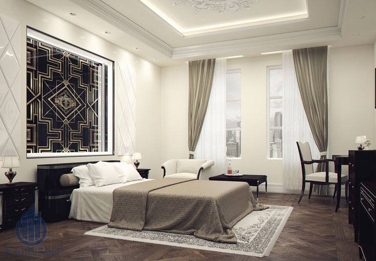 Grey Shaded Bedroom With Wall Art by Shyam Gupta Bedroom Modern | Interior Design Photos & Ideas