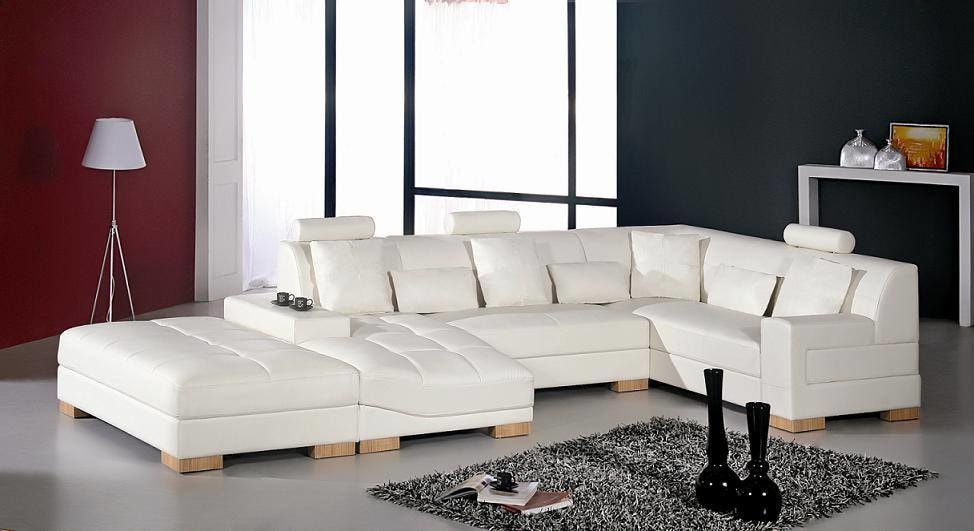 White Themed Living Room White Leather Bridgewater Sofa and Soft rug by Manvi Jain Living-room Modern | Interior Design Photos & Ideas