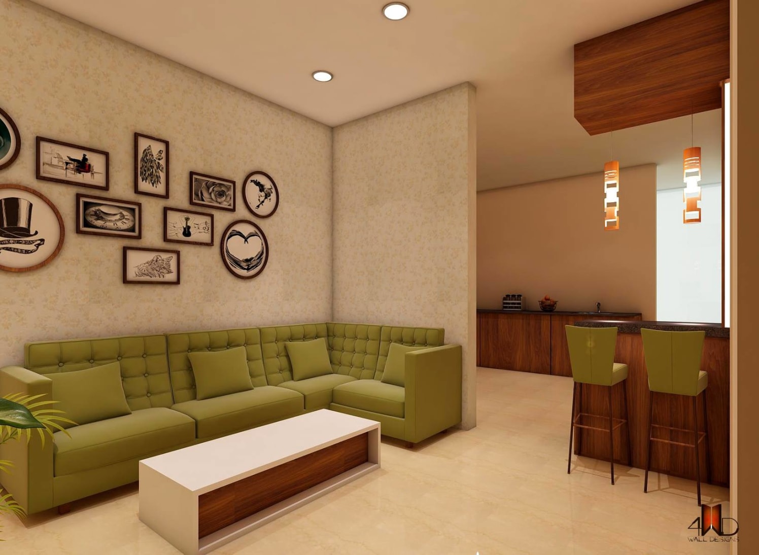 An Olive & Walnut Symphony by Wall Designs Contemporary | Interior Design Photos & Ideas