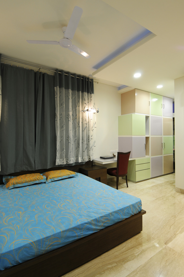 Bedroom With Colorful Cabinets by Nandigam Harish Bedroom Modern | Interior Design Photos & Ideas