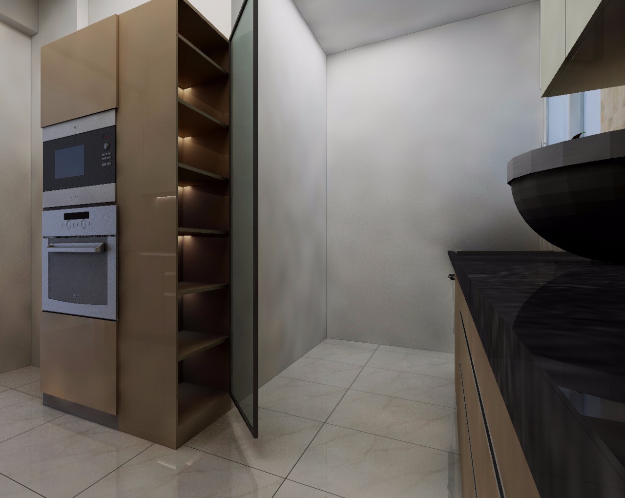 Gadget equipped Kitchen Cabinets by Shwetha Modern | Interior Design Photos & Ideas