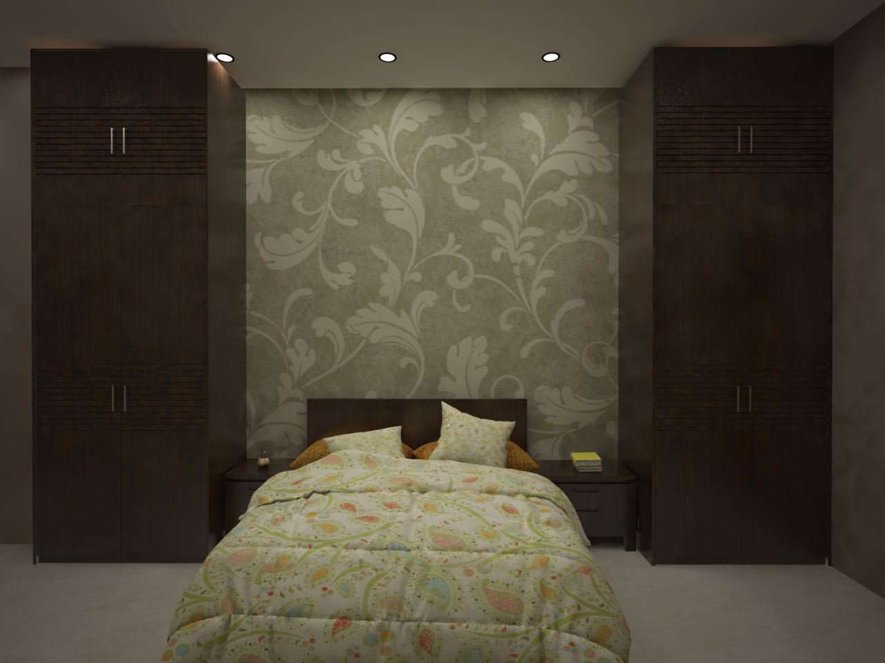 Bedroom with wooden wardrobe and wall decor by Richa Jindal Bedroom Modern | Interior Design Photos & Ideas