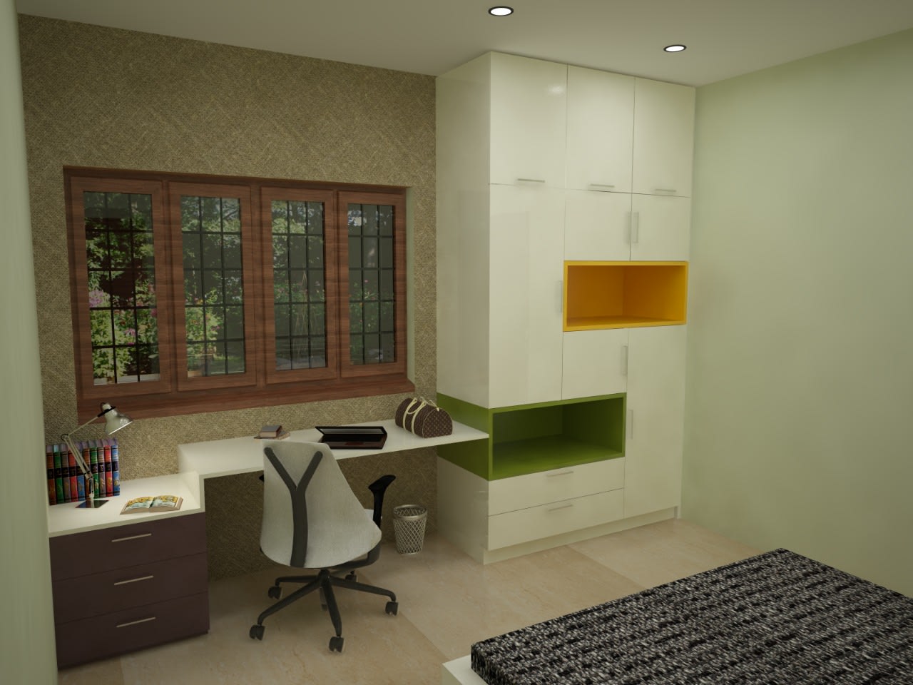 Study space with marble flooring and study space by Richa Jindal Indoor-spaces Contemporary | Interior Design Photos & Ideas