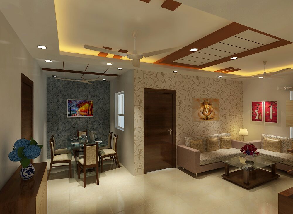 An open living & dining room by Jaideep Mandal Living-room Contemporary | Interior Design Photos & Ideas