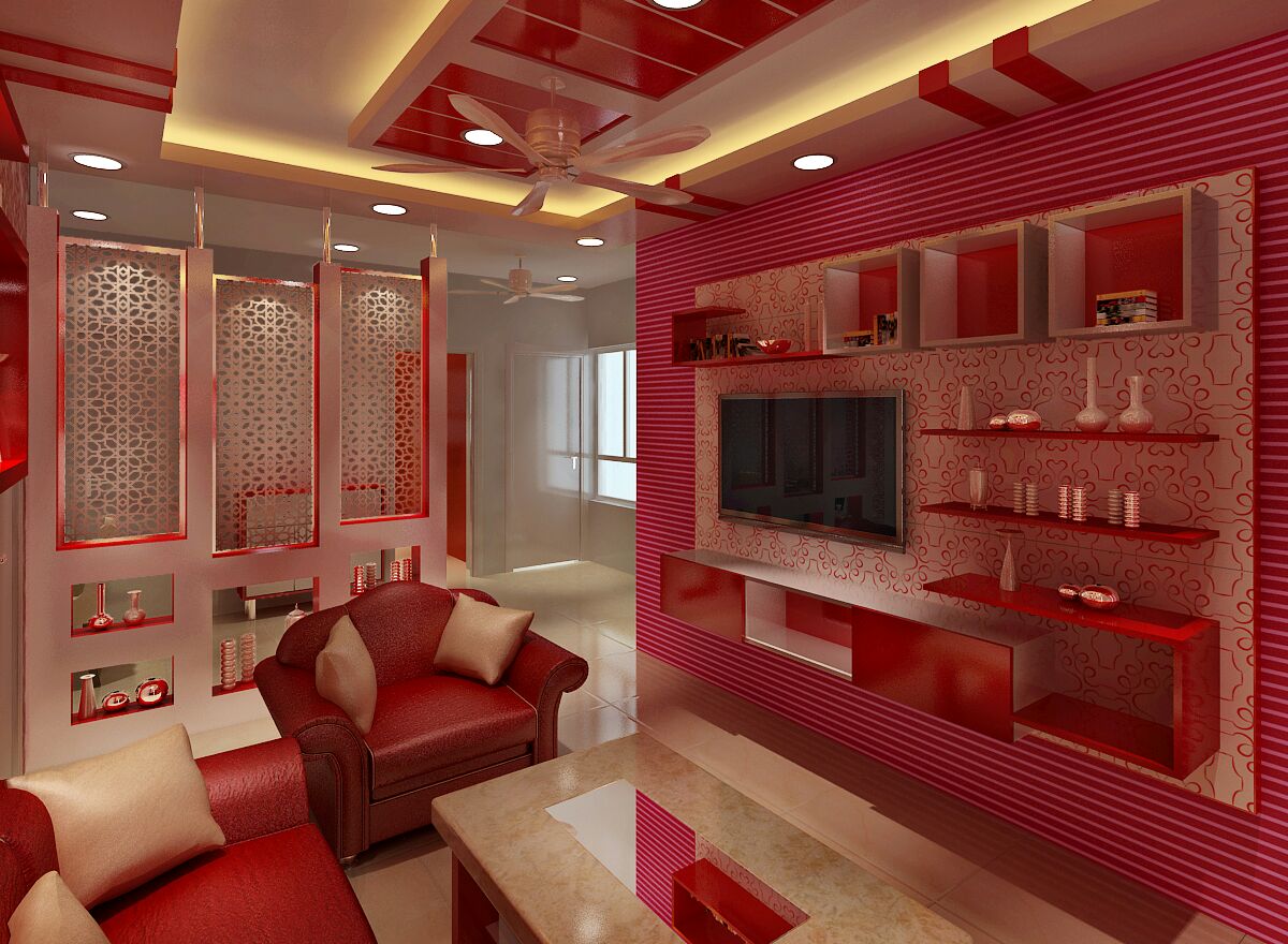 Living room with a partition by Jaideep Mandal Living-room Contemporary | Interior Design Photos & Ideas