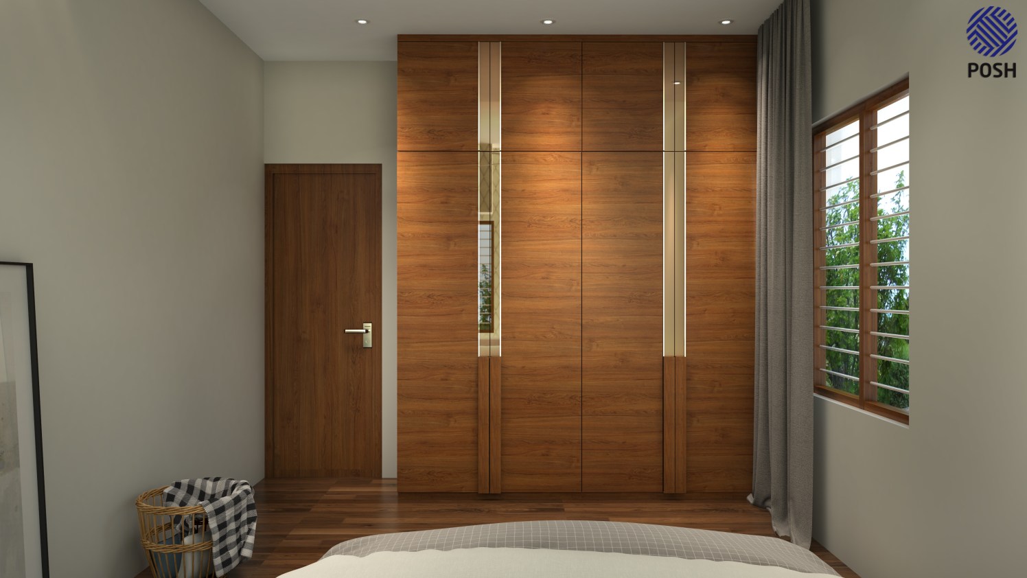 Contemporary wooden wardrobe by Priyanka Rai Bedroom Contemporary | Interior Design Photos & Ideas
