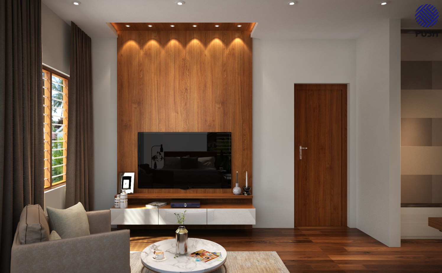 Contemporary living room with tv by Priyanka Rai Living-room Contemporary | Interior Design Photos & Ideas