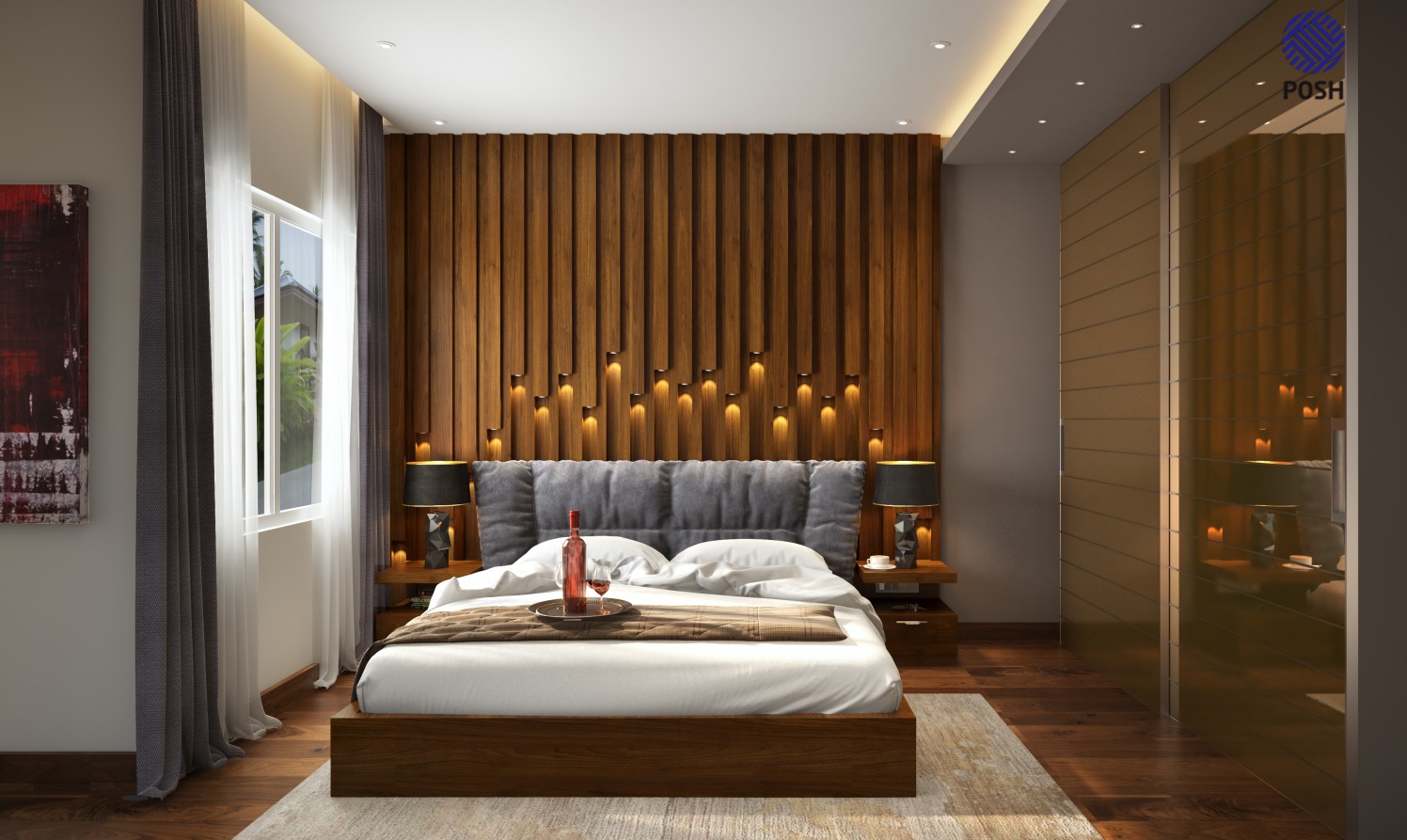 Contemporary bedroom with wooden flooring by Priyanka Rai Bedroom Contemporary | Interior Design Photos & Ideas