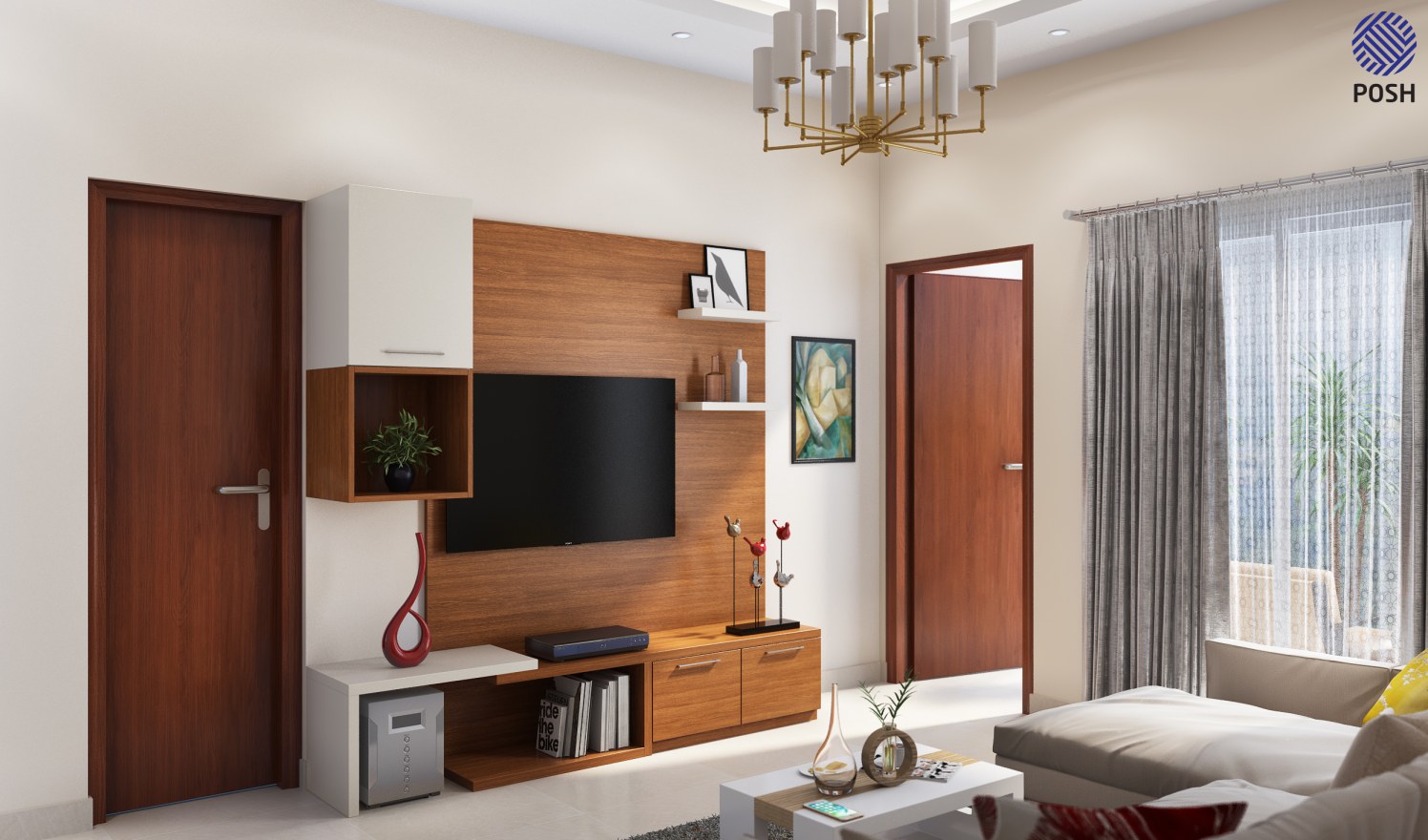 Modern living room with tv by Priyanka Rai Living-room Modern | Interior Design Photos & Ideas