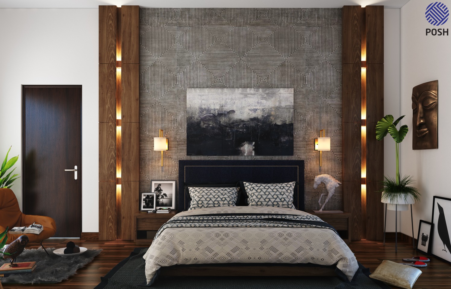 Contemporary bedroom with wooden flooring by Priyanka Rai Bedroom Contemporary | Interior Design Photos & Ideas