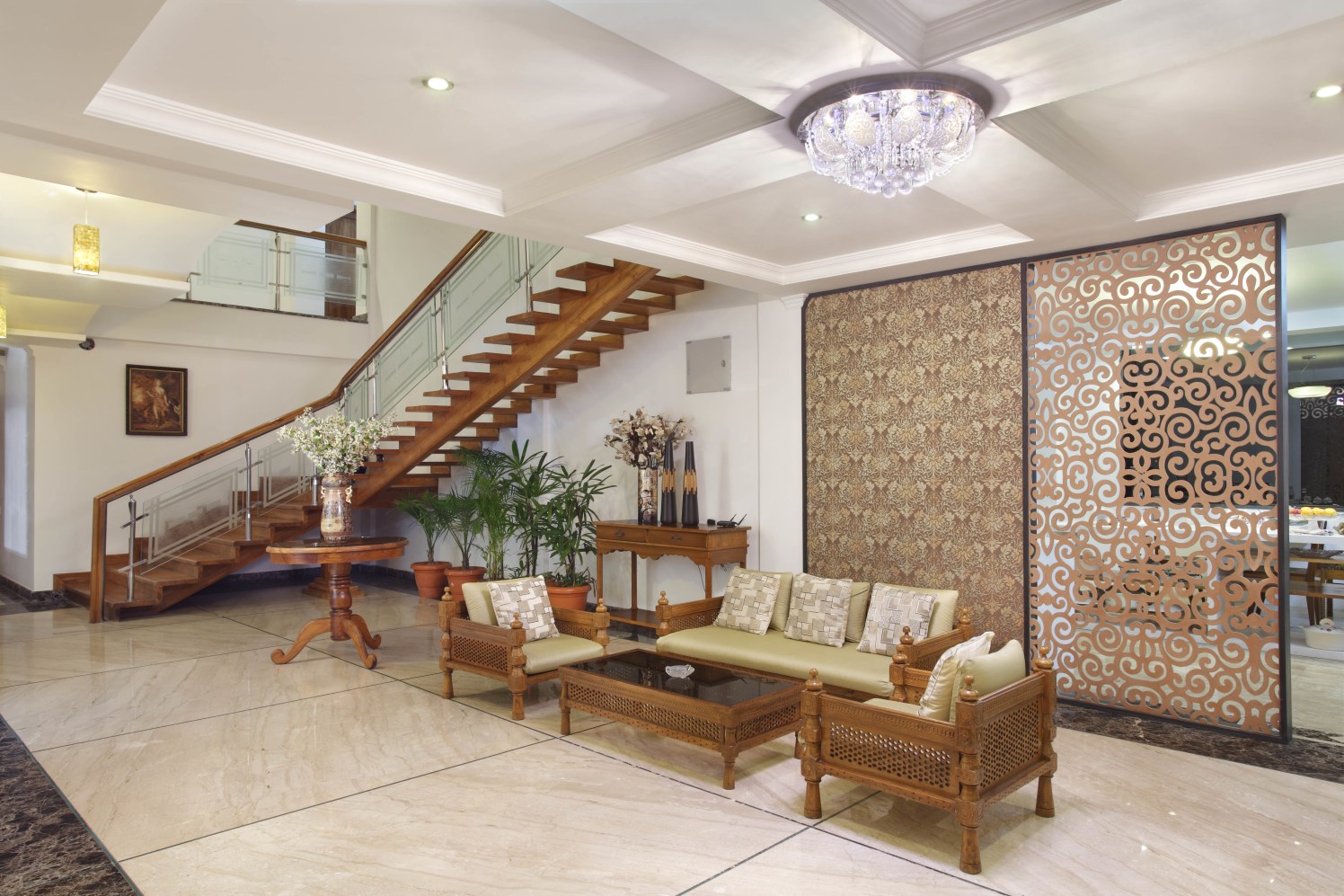 Traditional Style Living Room With Marble Flooring by Prashant Ghosh Living-room Traditional | Interior Design Photos & Ideas