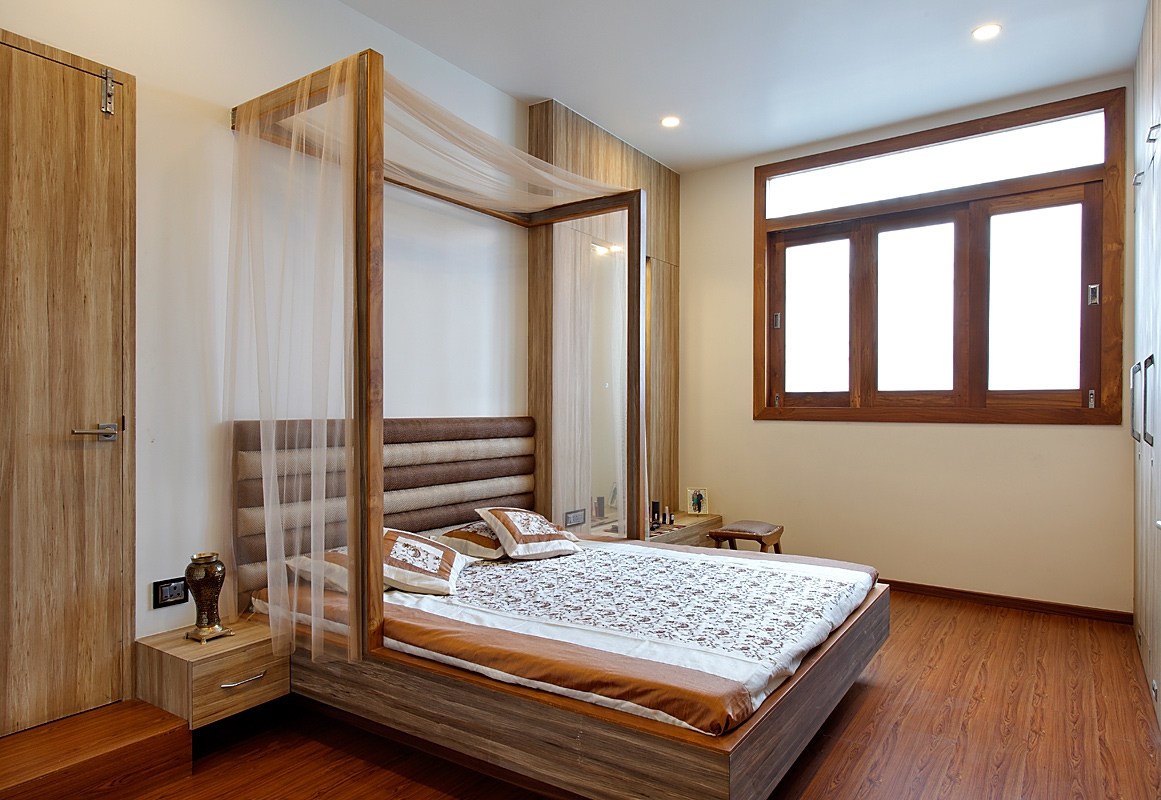 Bedroom With Wooden Flooring by Prashant Ghosh Bedroom Modern | Interior Design Photos & Ideas