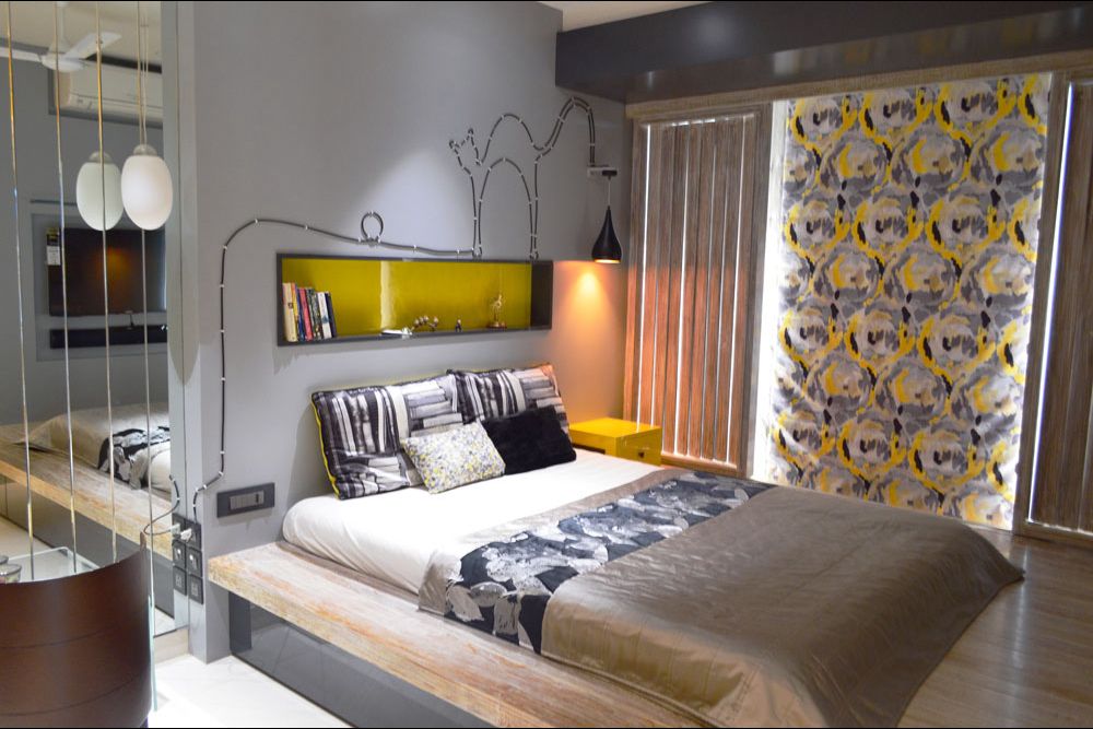 Master bedroom with white theme and tainted yellow throughout by Gocosy.com Bedroom Modern | Interior Design Photos & Ideas
