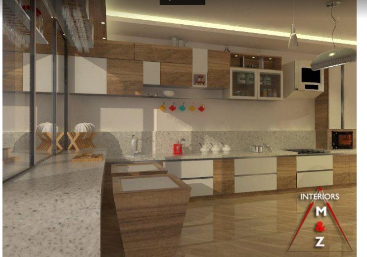 L shape kitchen with wooden cabinets by Zubairul Haque Modular-kitchen Contemporary | Interior Design Photos & Ideas